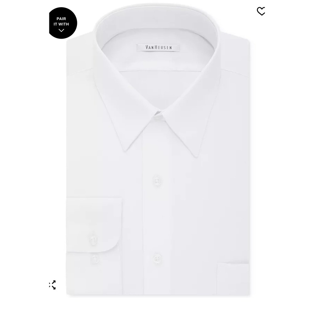 Van Heusen Wrinkle-Free Dress Shirt (BIG FIT, 22 x 34/35) – NWT, White